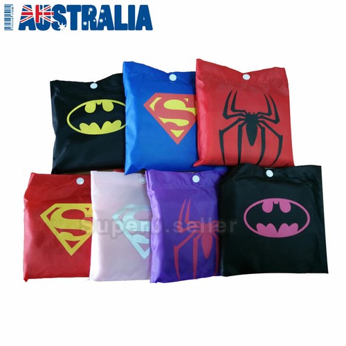 Kids Raincoat Waterproof Cover Girls Boys Superman Batman Spiderman Supergirl AU - Picture 3 of 13