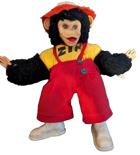 Vintage Zippy Monkey Chimp Rushton w/ Hat Doll Stuffed