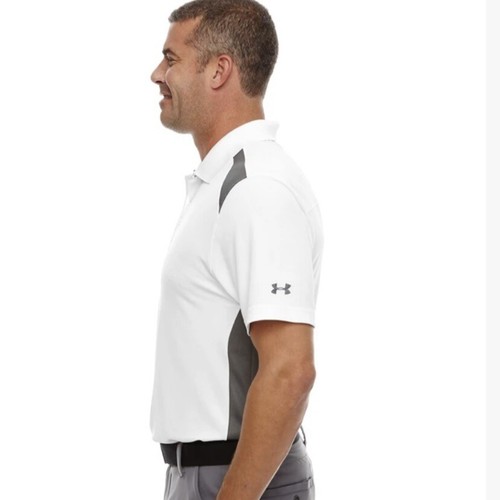Under Armour Tech Colorblock Golf Polo Shirt White Loose Fit Mens XL NWT U2 - Picture 4 of 5