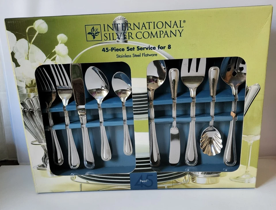 Internationl Silver Company Pearl 45 Pc Silverware Fork Knife spoon Set NIB - Image 4 of 4
