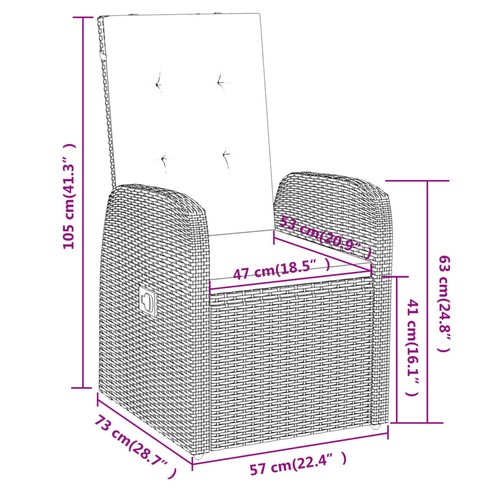 vidaXL 5 Piece Garden Dining Set with Cushions Grey - Picture 8 of 9