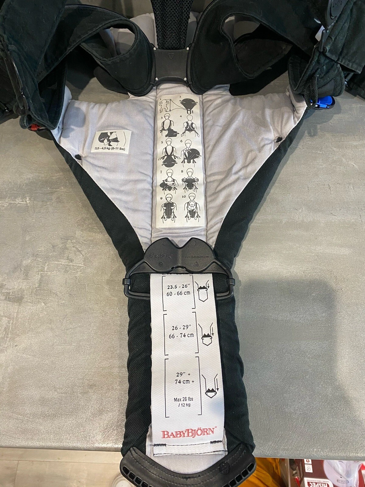 BabyBjorn Miracle Black Baby Carrier 026165 3.5kg-12kg Good Condition 7