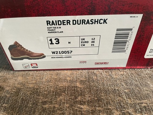Wolverine Raider DuraShocks Men's Leather Work Boots W210057 Size 13 - Picture 3 of 5