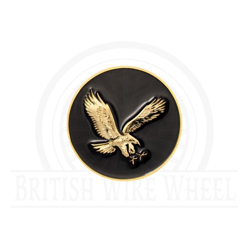 Eagle Gold & Black Metal Wire Wheel Chip Emblems, Size 2.25", Set or Single - Picture 8 of 21