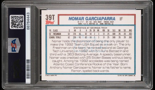 1992 Topps Traded 39T Nomar Garciaparra Signed Card 9 Auto Grade 10 PSA POP 6 - Bild 2 von 4