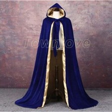 Royal Blue and Gold Lined Outdoor Wedding Cloak Velvet Cloak Medieval Cape Women