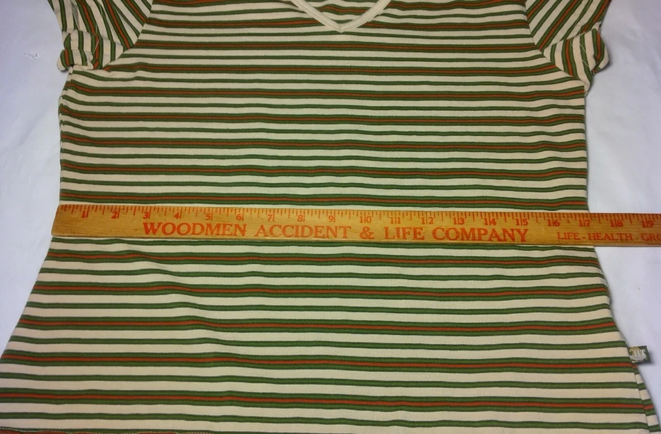 Camiseta Bebé Route 66 XL Beige Verde Rojo Retro Rayas Cuello en V De Colección Y2K Foto 4 de 4