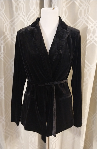 White House Black Market Womens Black Velvet Blazer Jacket SIZE 8