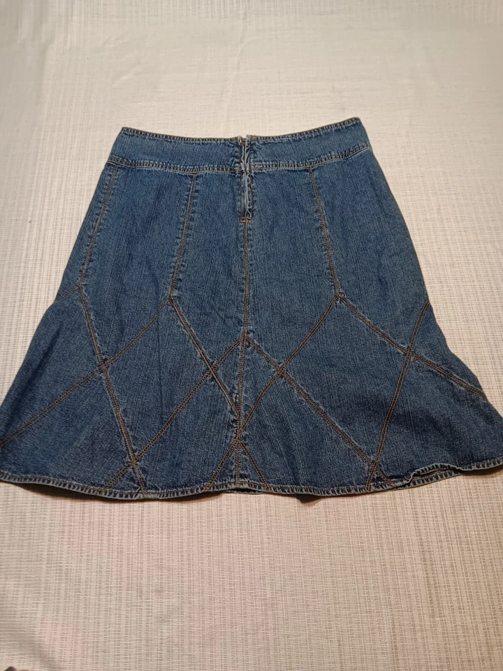 Falda vaquera Axcess Liz para mujer 8 acampanada baja puntada dorada Cottagecore Western Boho Foto 4 de 4