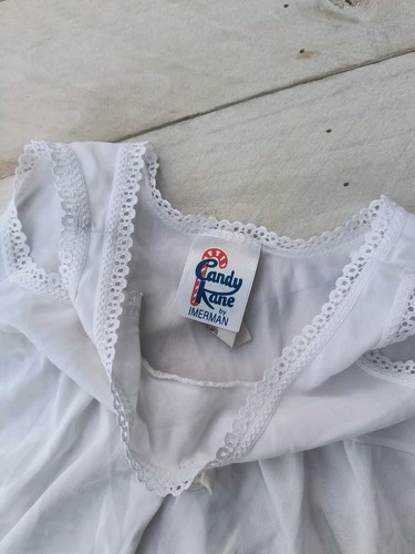 Vintage Candy Kane By Imerman Girls Size 4 White Slip Lace Eyelet Trim Pink Rose - Picture 3 of 4