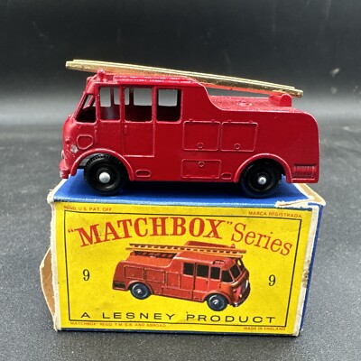 1960 Lesney Matchbox Original Box Series No 9 RED FIRE TRUCK