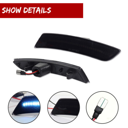 For Chevrolet Camaro 2016-2023 Smoked LED Side Marker Lights Front+Rear Ice Blue - Picture 4 of 13