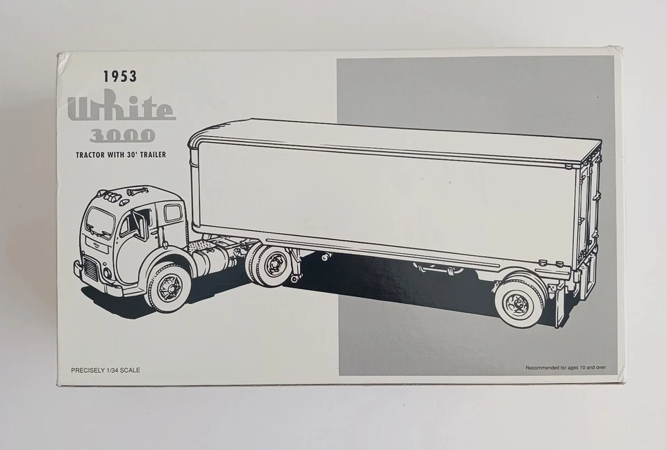 Tractor de setas First Gear 1/34 1953 blanco 3000 con remolque de 30' Foto 2 de 3