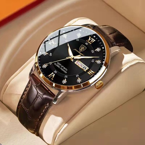 Herrenuhr Mode Quarz Herren Armbanduhr Leder Herrenuhren Wasserdicht Leuchtend - Bild 7 von 18