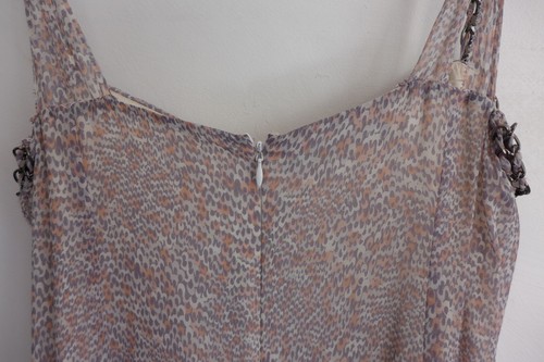 Amanda Wakeley Pink/Grey Silk Chiffon Dress with Chain Shoulder Straps, Size 12 - Picture 11 of 18