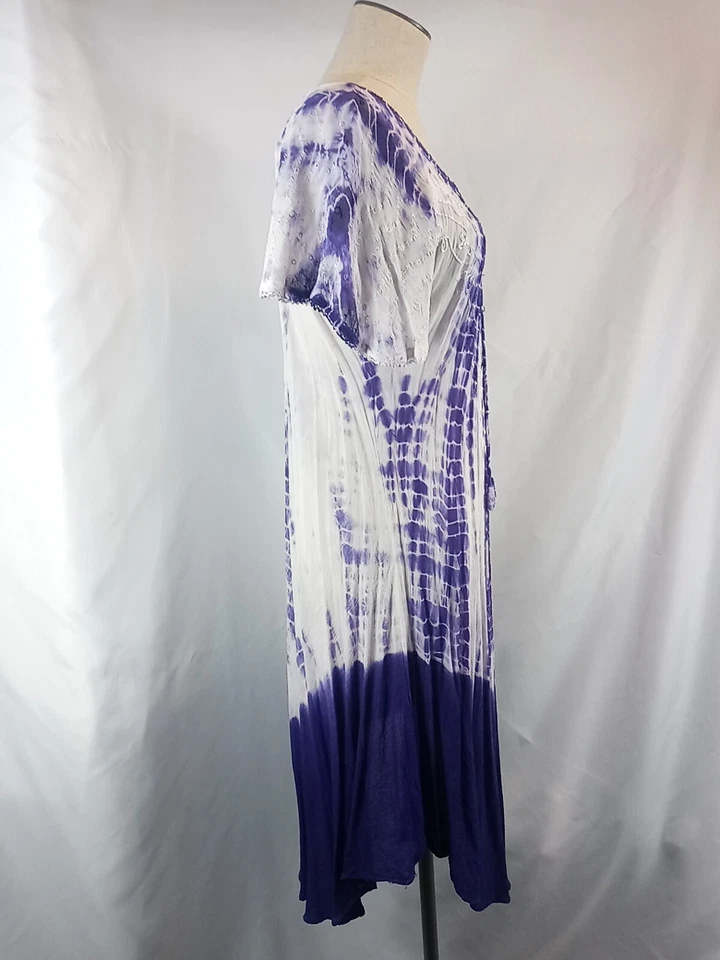 Vestido De Colección Ocean Breeze Para Mujer Regular Talla Libre Púrpura Tie Dye Boho Hippie Vestido Foto 3 de 4
