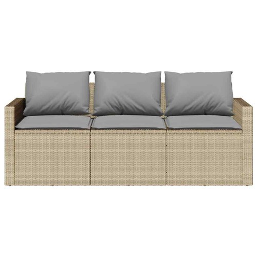 Gartensofa Gartenmöbel Garnitur Sofa Couch Lounge 3er Beige Poly Rattan vidaXL - Bild 4 von 9