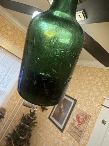 Vintage Eisen Graphit Pontil grün geprägt Double Taper Top Flasche Philadelphia - Bild 7 von 24