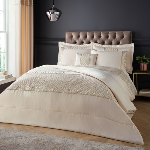 Catherine Lansfield Deco Sequin Luxury Duvet Cover Bedroom Collection Champagne - Picture 8 of 50