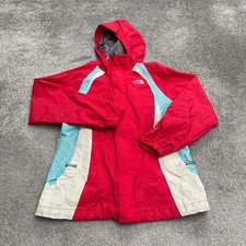 The North Face HyVent Ski Jacket Kid Girls XL Red Blue White Hoodie Lightweight