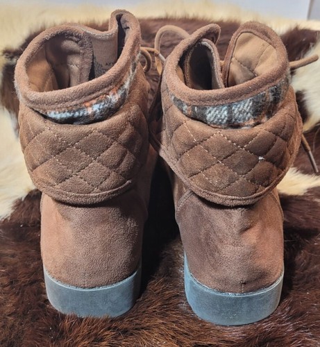 Arizona Yvonne Quilted Plaid Y2K Vtg Ankle Boots Shoes Chestnut Sz 11M Brown - Picture 10 of 24
