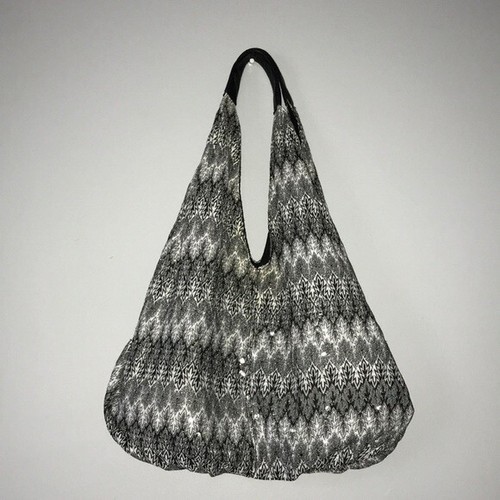 Hobo/Schultertasche glitzernd schwarz grau mit schwarzem Besatz