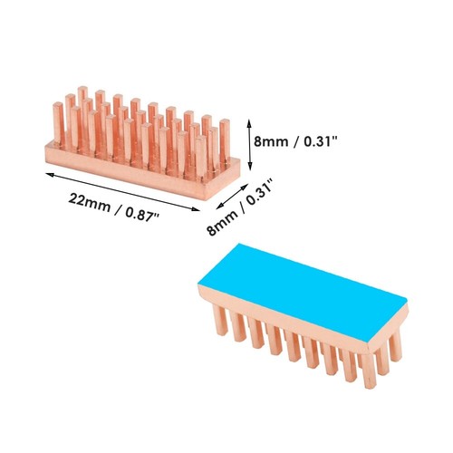 Dissipateur thermique avec ou sans ruban adhésif 22x8x8mm broches cuivre pour électronique DIP IC - Photo 4/11