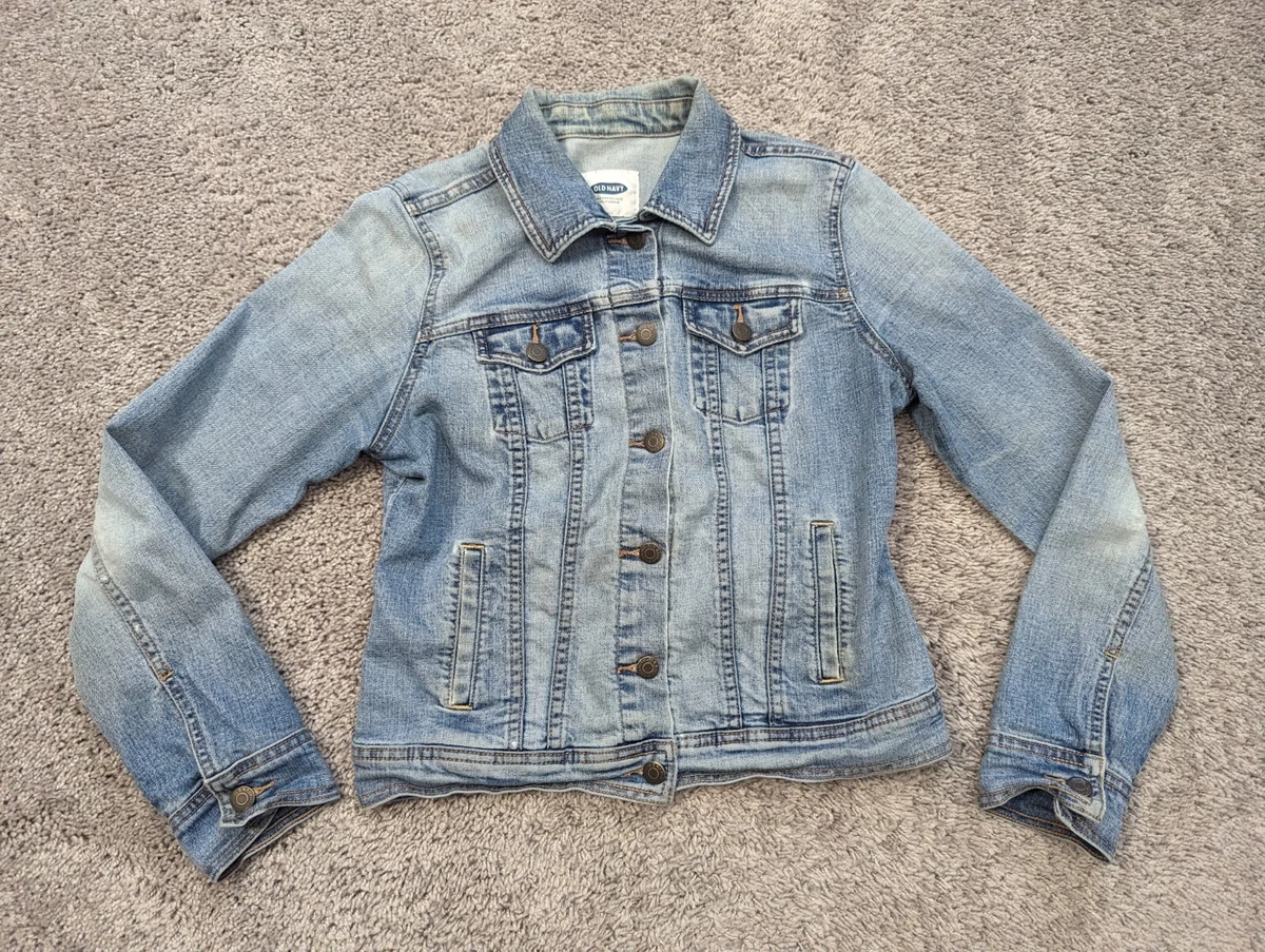 Old Navy Denim Jacket Womens Small Distressed Light Blue