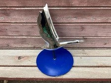 VTG CHROME GREY GOOSE LIQUOR LARGE BAR DISPLAY FIGURE w BASE RARE