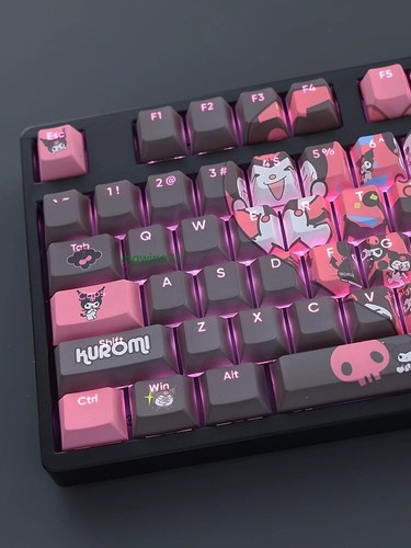 Cute Cartoon Kuromi Transparent 108 Keys PBT Keycap For Mechanical Keyboard Gift - Picture 2 of 10