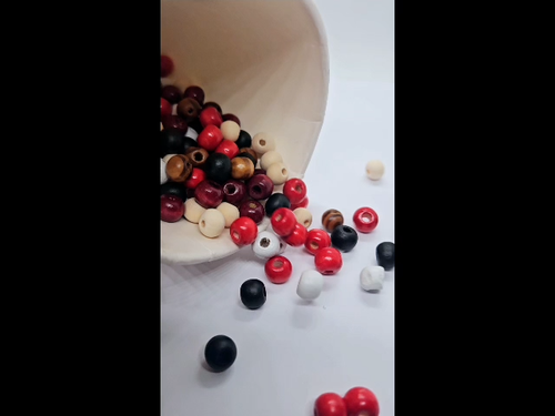 100 Natural Wooden Jewellery Craft Wood Beads - MIxed Colours - 10mm Round - Video 1 of 1