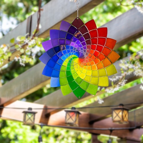 CIM Metall Windspiel Rainbow Star Ø25cm Windmobile Garten-Dekoration Regenbogen - Bild 4 von 4