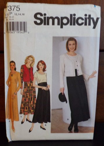 Simplicity Sewing Pattern 7375 Misses Dress Vest and Jacket Sizes 12-16 VTG UC - Picture 2 of 6