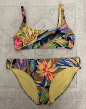 NWOT Aerie Tropical Heirloom Floral 2 PC Swim Bikini Set Top Sz L Bottoms Sz XL