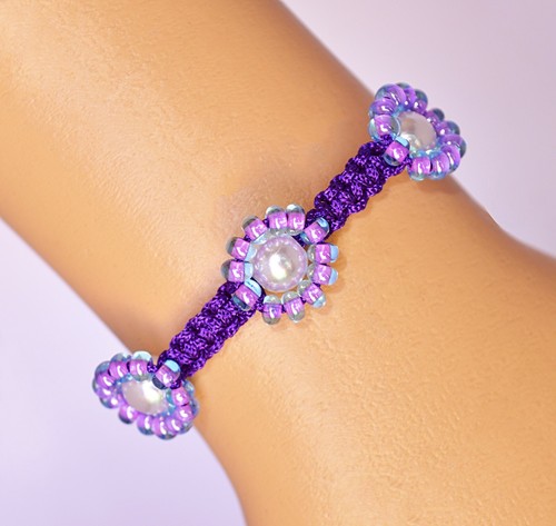 Macramé Hecho a Mano - Pulsera con Cuentas Regalo Hombres Mujeres Damas Joyería - HB105 - Imagen 7 de 8
