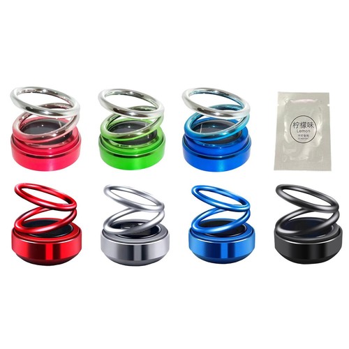 Car Aromatherapy Auto Solar Energy Rotating Air Fresher Vehicle Double Ring Deco - Picture 2 of 20