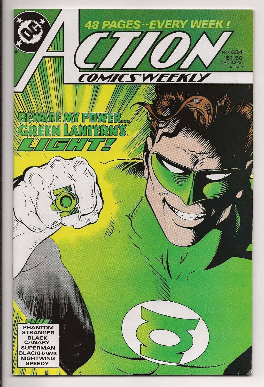 Action Comics #634 Beware My Power Green Lantern's Light 1989 DC Comics 9.4 NM!