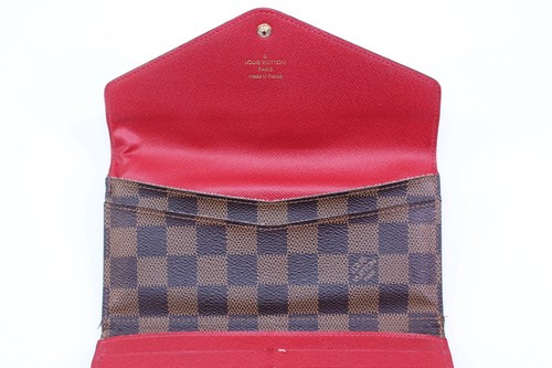 Louis Vuitton Portafoglio Josephine Busta Damier Ebene Lungo Marrone Rosso LV Francia - Foto 6 di 10