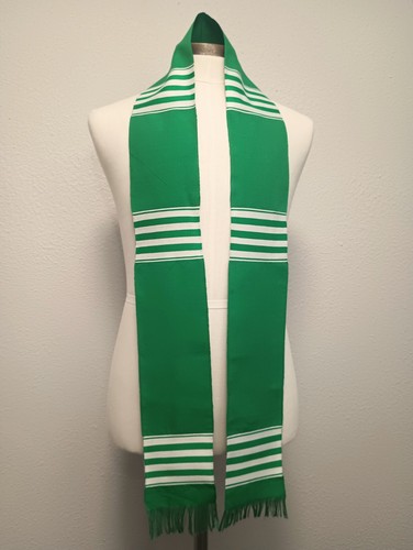Green White Graduation Stole, Authentic African Kente made in Ghana - Picture 5 of 5