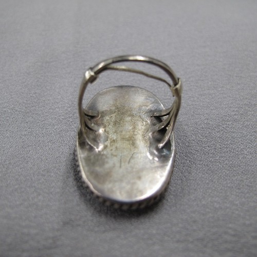 Vintage Native American Sterling Silver Petrified Wood Oval Ring SZ 6.5 13g C635 - Picture 2 of 7