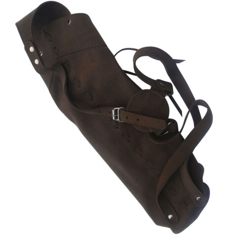 Traditional Suede Amara Leather Back Arrow Quiver with Front Large Zipper Pocket - Picture 3 of 10