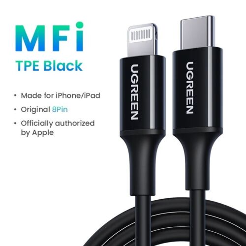 Cable de carga rápida UGREEN MFi 20W PD USB C a Lightning iPhone 14 13 12 - Imagen 8 de 14