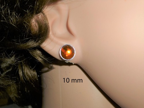 Ohrstecker Bernstein Cabochon Silber 925 Gold  6mm 8mm 10mm - Bild 13 von 13