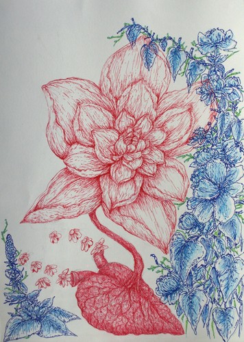 Originale Grafik Akt Zeichnung Old Paper A3 30x40 Sureal Art Illustration - Bild 3 von 3