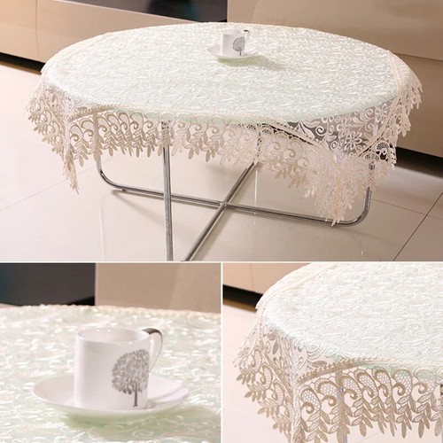 White Lace Table Cloth Decor Translucent Table Cloth Tablecloth Tea Table Cover - Imagen 5 de 12