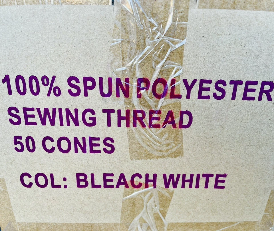 50 Spools BLEACH WHITE Multi Purpose Serger Sewing Thread Cones S/2 T27 Quality - Image 4 of 4