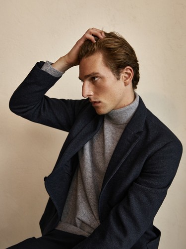 New Massimo Dutti Knit Wool Blazer US38 Blue 2019/135 suit jacket sport coat top - Picture 4 of 6