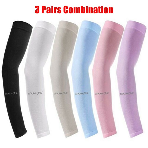 3/4 Pairs Cooling Sport Arm Stretch Sleeves Sun UV Protection Cover Golf Cycling - Picture 79 of 132