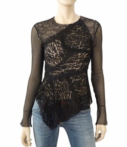 sheer black floral top