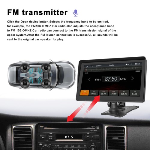 7" Portable Car Stereo Wireless Apple Carplay/Android Auto HD Touch Screen FM BT - Picture 5 of 21